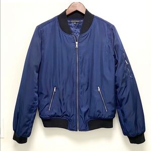 Kendall & Kylie Navy Blue Bomber Puff Zip Jacket Size Small